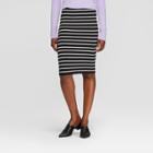 Women's Striped Knit Skirt - A New Day Black/cream Stripe