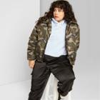 Women's Plus Size Camo Print Zip-up Puffer Jacket - Wild Fable Olive 2x, Women's, Size: