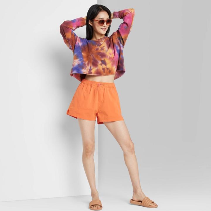 Women's High-rise Trek Shorts - Wild Fable Tangerine