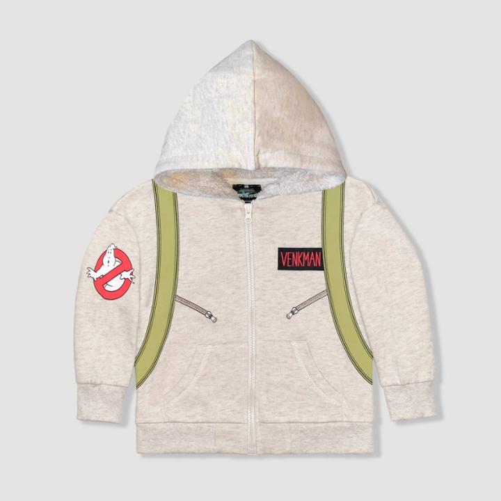 Sony Pictures Toddler Boys' Ghostbusters Sherpa Lined Zip-up Fleece Hoodie - Beige