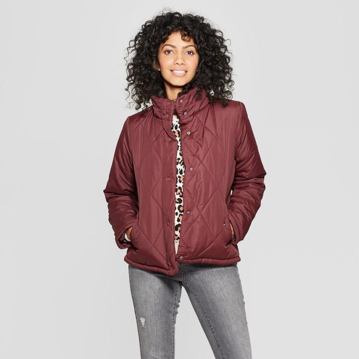 Women's Puffer Jacket - A New Day Burgundy