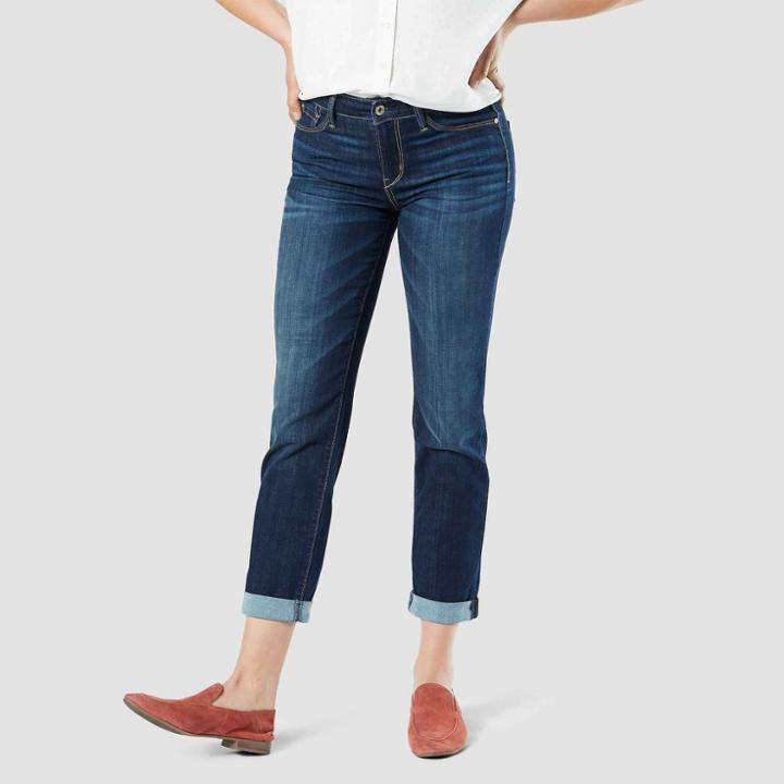 Denizen From Levi's Women's Mid-rise Modern Slim Cuffed Jeans - Charmed Blue