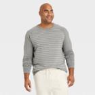 Men's Tall Striped Regular Fit Crewneck Pullover Sweater - Goodfellow & Co Gray