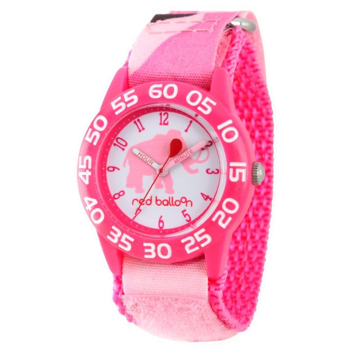 Girls' Red Balloon Pink Plastic Time Teacher Watch - Pink, Girl's