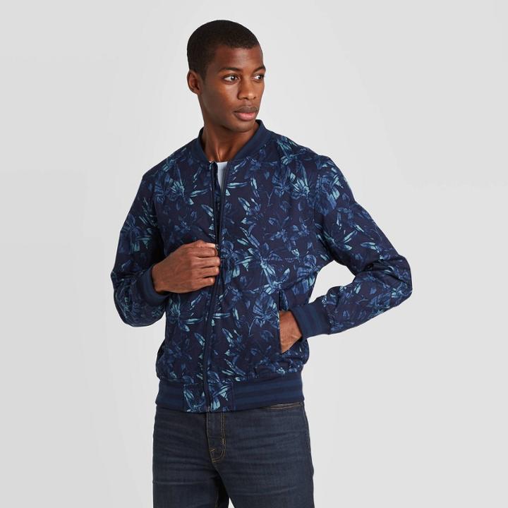 Men's Floral Bomber Jacket - Goodfellow & Co Navy S, Men's, Size: