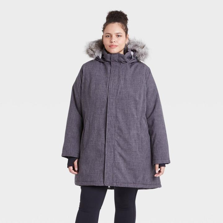 All In Motion Women's Plus Size Faux Fur Parka Jacket - All In