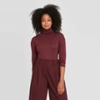 Women's Essential Mock Turtleneck Pullover Sweater - Prologue Burgundy