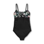 Maternity Floral Print V-neck Tunnel Tie One Piece Swimsuit - Isabel Maternity By Ingrid & Isabel Black