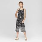 Girls' Floral Braided Strap Jumpsuit - Art Class Black