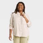 Women's Plus Size Long Sleeve Classic Fit Button-down Shirt - Universal Thread Striped 1x, Multi-colored