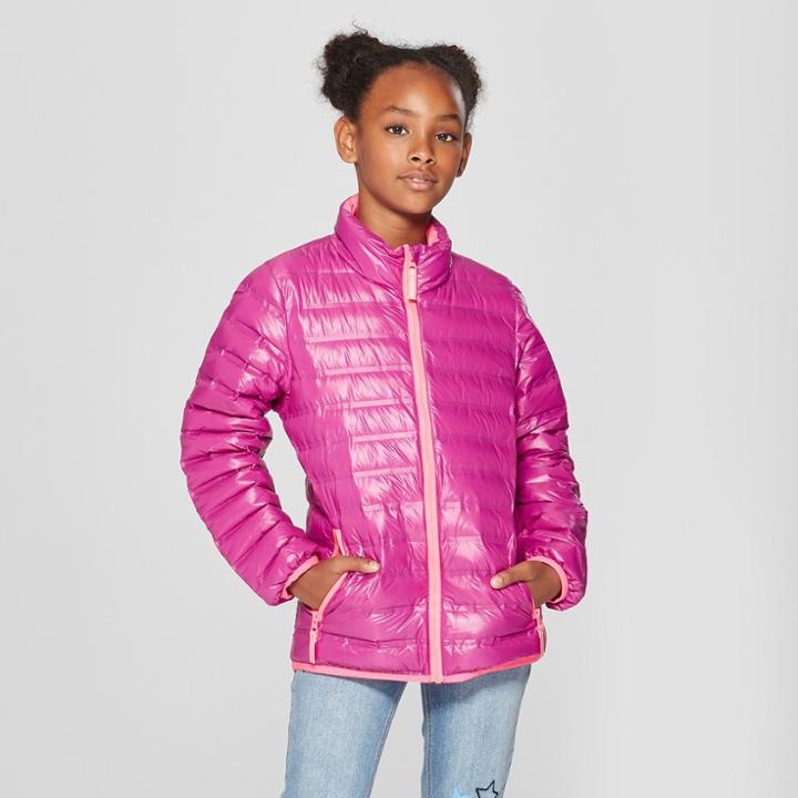 Girls' Down Puffer Jacket - Cat & Jack Fuschia