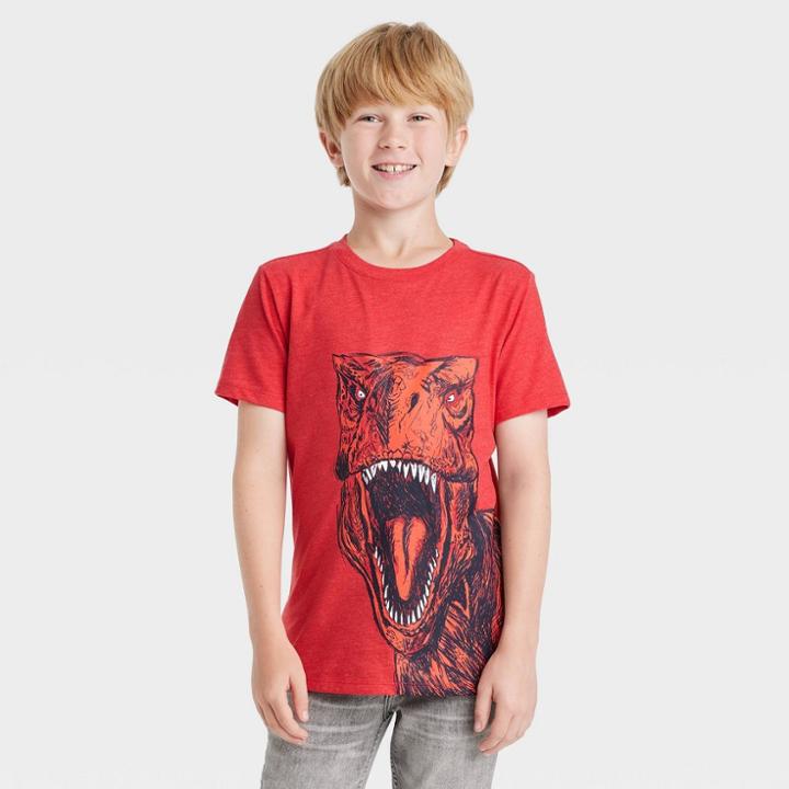 Boys' Roaring T-rex Short Sleeve Graphic T-shirt - Cat & Jack Red