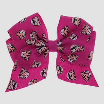 Girls' Bow With Cheetah Head Print Covered Pelican Clip - Cat & Jack Pink