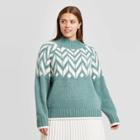 Women's Plus Size Fair Isle Turtleneck Pullover Sweater - A New Day Blue
