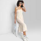 Women's Tie-strap Ruffle Hem Woven Dress - Wild Fable Ivory Floral