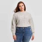 Women's Plus Size Crewneck Balloon Sleeve Pullover Sweater - Ava & Viv Heather Gray X