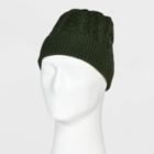 Men's Mixed Cable Knit Beanie With Fleece Lined Hat - Goodfellow & Co Green