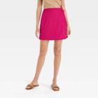 Women's Satin Mini A-line Skirt - A New Day Pink