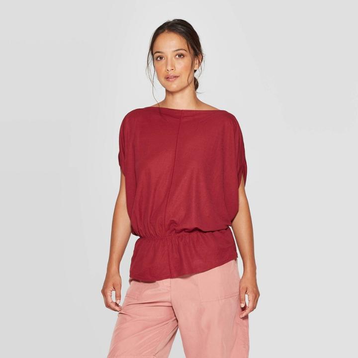 Women's Short Batwing Sleeve Crewneck T-shirt - Prologue Red