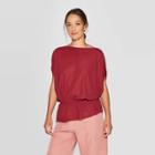 Women's Short Batwing Sleeve Crewneck T-shirt - Prologue Red