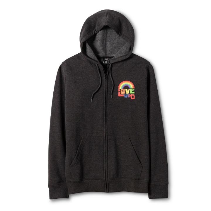 Well Worn Pride Adult Love Wins Full - Zip Hooded Sweatshirt - Gunmetal Xxl, Adult Unisex, Gray