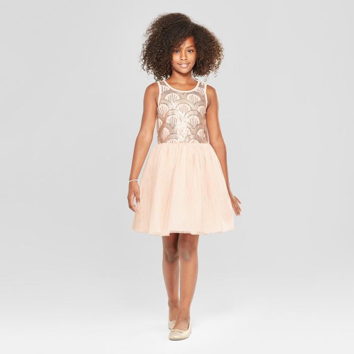 Plus Size Girls' Sequin Top And Tulle Skirt Dressy Dress - Cat & Jack Pink Xxl Plus, Brown Pink