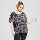 Women's Plus Size Short Sleeve Introvert Embroidered Drapey Graphic T-shirt - Fifth Sun (juniors') Black