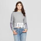 Women's Love Athletic Stripe Graphic Sweatshirt - Modern Lux (juniors') Heather Gray
