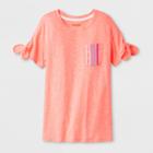 Girls' Tie Sleeve T-shirt - Cat & Jack Coral (pink)