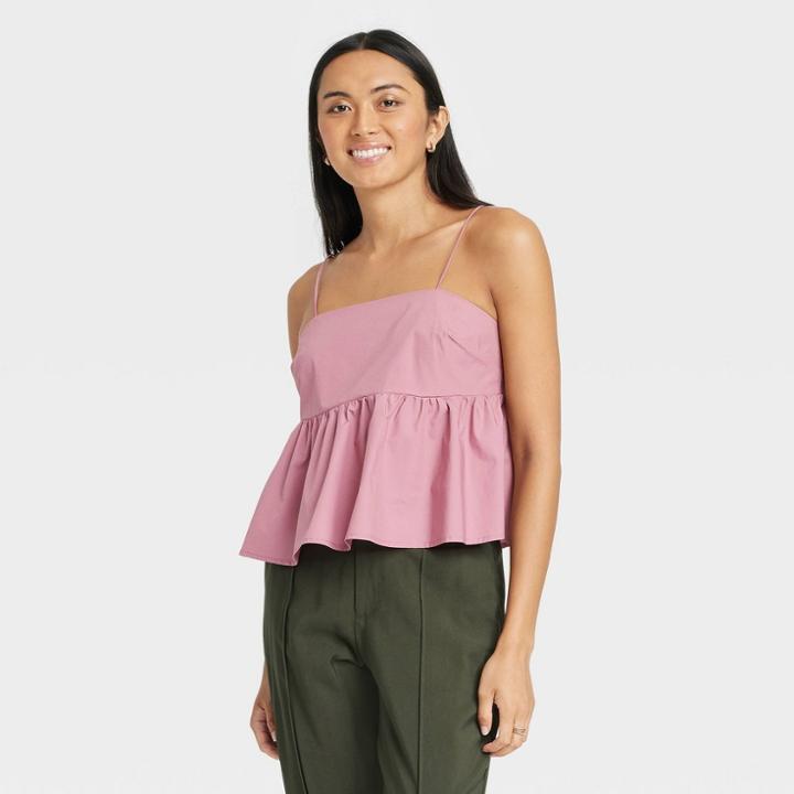 Women's Peplum Tank Top - A New Day Pink
