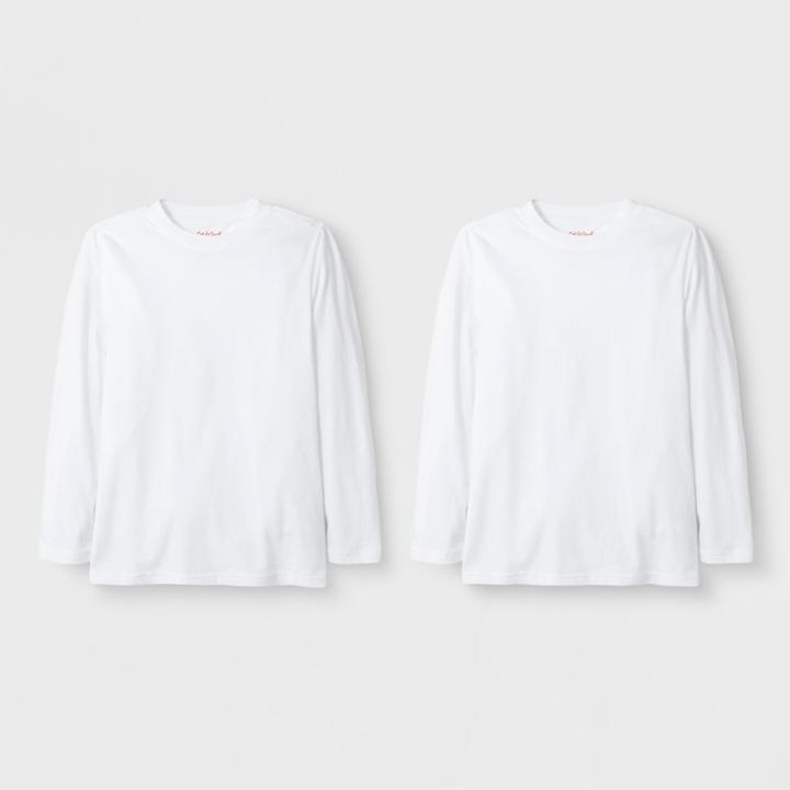 Boys' 2pk Long Sleeve T-shirt - Cat & Jack White S, Boy's,