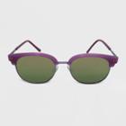 Women's Clubmaster Plastic Metal Combo Silhouette Square Sunglasses - Wild Fable Purple, Women's, Size: Small, Grey/purple