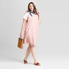 Women's Plus Size Striped Side Button Dress - Universal Thread Pink