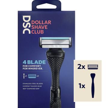 Dollar Shave Club 4-blade Men's Razor Starter Set - 1 Handle + 2 Cartridges