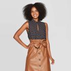 Women's Collared Front Button-down Tank Top - Who What Wear Black M,