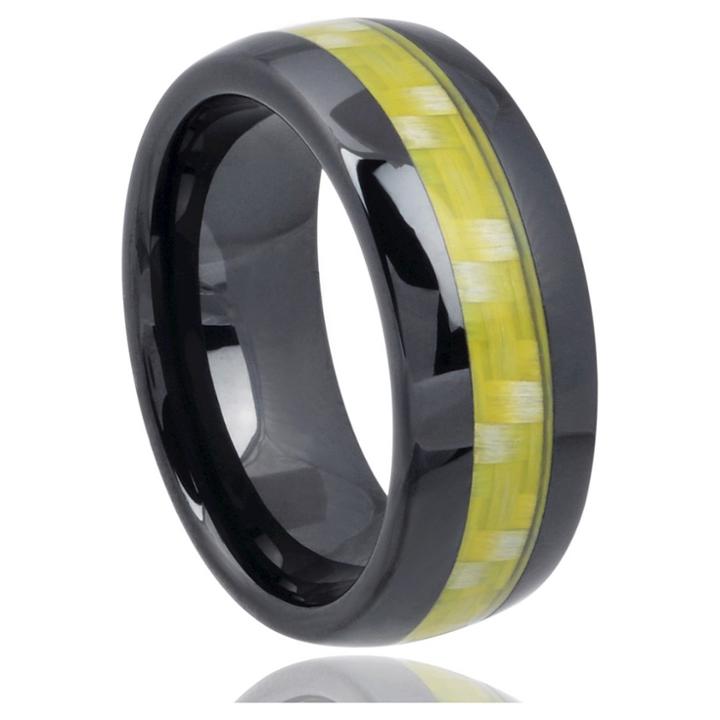 Men's Daxx Carbon Fiber Inlay Band In Ceramic - Black