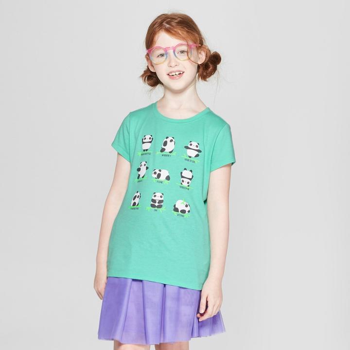 Girls' Short Sleeve Yoga Pandas Graphic T-shirt - Cat & Jack Green