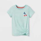 Toddler Girls' Embroidered Cherry Twist-front Short Sleeve T-shirt - Cat & Jack