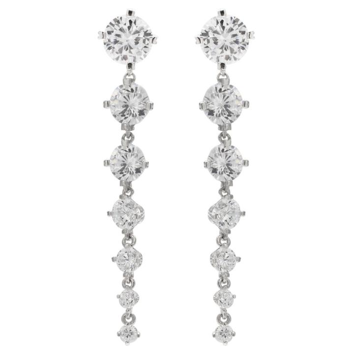 Distributed By Target Women's Clear Round Cubic Zirconia Drop Earrings In Sterling Silver - Clear
