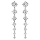 Distributed By Target Women's Clear Round Cubic Zirconia Drop Earrings In Sterling Silver - Clear
