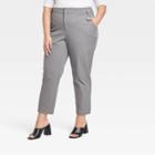 Women's Plus Size Mid-rise Slim Straight Fit Side Split Trousers - A New Day Gray