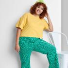 Women's Plus Size Short Sleeve Botanical Dyed Boxy Cropped T-shirt - Wild Fable Yellow