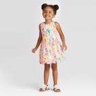 Toddler Girls' Floral Scallop Hem Dress - Cat & Jack Pink 12m, Toddler Girl's