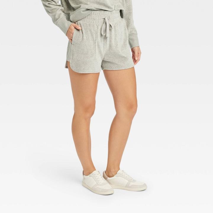 Women's Mid-rise Velour Shorts 3 - Joylab Heathered Gray