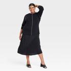 Women's Plus Size Long Sleeve Slim Fit Seam T-shirt - Ava & Viv Black X