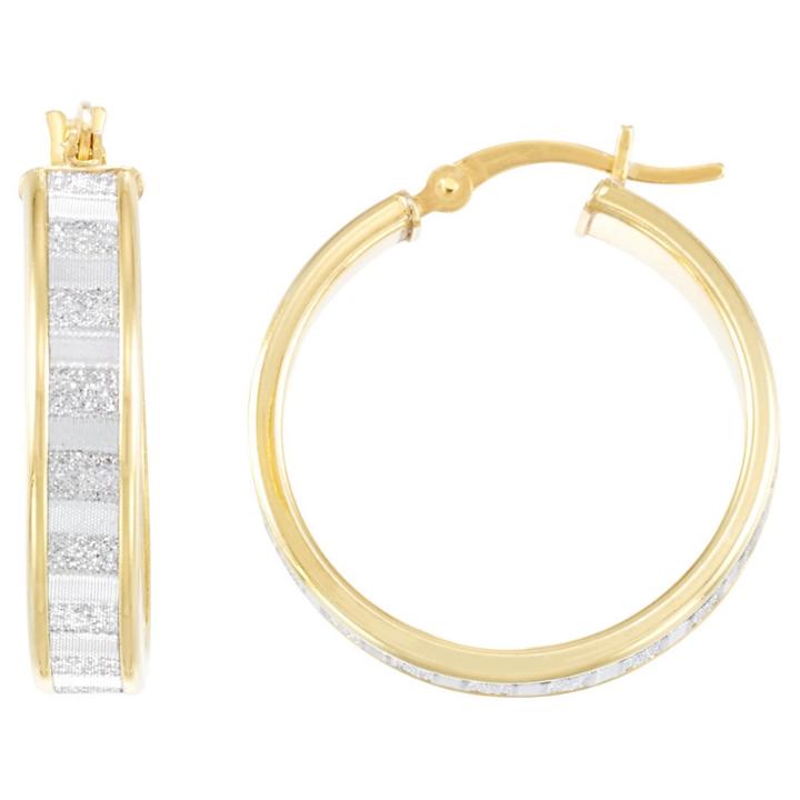 Target 18kt Gold Over Silver Baguette Cut Glitter Hoop Earring-yellow Gold, Girl's,