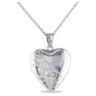 No Brand Heart Locket Pendant Necklace In Sterling Silver (18), Women's