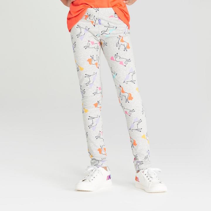 Girls' Unicorn Print Leggings - Cat & Jack Heather Gray