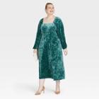 Women's Plus Size Velvet Long Sleeve Dress - Ava & Viv Green X