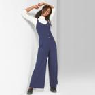 Women's Strappy Button Front Tie Back Jumpsuit - Wild Fable Oxford Blue